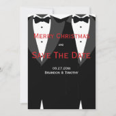 Red Save the Date Kerstmis Kaart Gay Wedding (Voorkant)