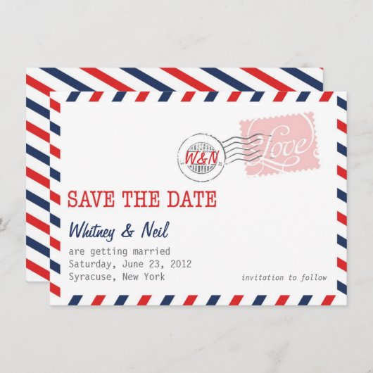 Red Save the Date Postal Service Collectie (Voorkant / Achterkant)