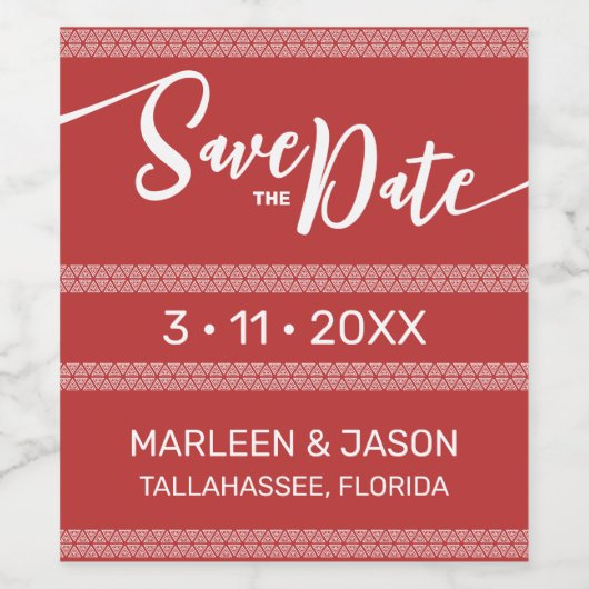 Red Save the date Wine Label Wijn Etiket (Enkel label)