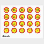 Red Save the Day Superhero Aangepaste Ronde Verjaa Sticker (Vel)