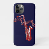 Red Saxophone en notities op blauwe achtergrond Case-Mate iPhone Case (Achterkant)