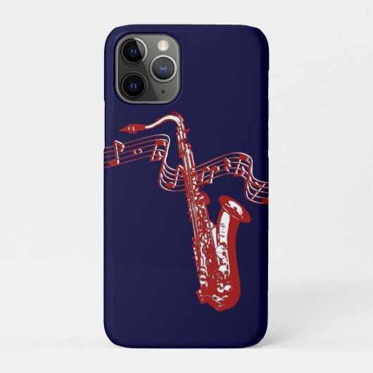Red Saxophone en notities op blauwe achtergrond Case-Mate iPhone Case (Achterkant)