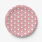 red scallop pattern on a white background papieren bordje (Voorkant)