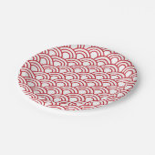 red scallop pattern on a white background papieren bordje (Gekanteld)