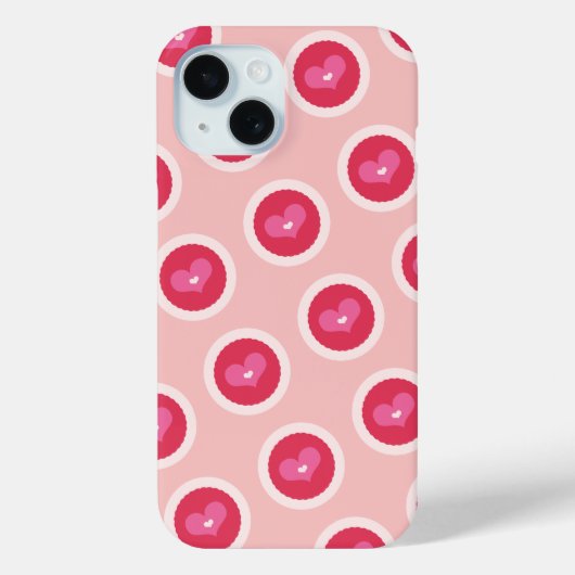 Red Scalloped Cute Love Hearts Valentijnsdag Case-Mate iPhone Case (Achterkant)