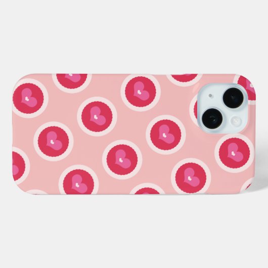 Red Scalloped Cute Love Hearts Valentijnsdag Case-Mate iPhone Case (Achterkant (horizontaal))