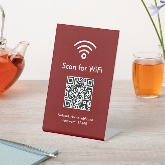 Red Scan for WiFi Custom QR code Professional Reclamebord Met Voetstuk (Insitu)