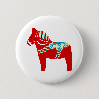 Red Scandinavian Dala Horse Ronde Button 5,7 Cm