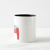 Red Scandinavian Dala Horse Tweekleurige Koffiemok (Center)