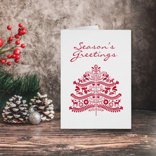 Red Scandinavian Folk Art Scandinadic kerstboom