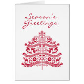 Red Scandinavian Folk Art Scandinadic kerstboom (Voorkant)