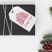 Red Scandinavian Folk Art Scandinadic kerstboom Cadeaulabel