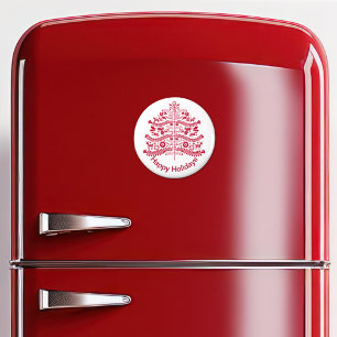 Red Scandinavian Folk Art Scandinadic kerstboom Magneet