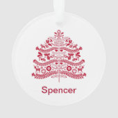 Red Scandinavian Folk Art Scandinadic kerstboom Ornament (achterkant)