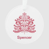 Red Scandinavian Folk Art Scandinadic kerstboom Ornament (voorkant)