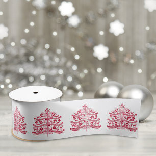 Red Scandinavian Folk Art Scandinadic kerstboom Satijnen Lint