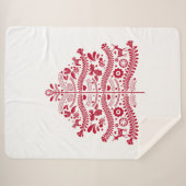Red Scandinavian Folk Art Scandinadic kerstboom Sherpa Deken (Voorkant (horizontaal))