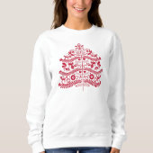 Red Scandinavian Folk Art Scandinadic kerstboom Trui (Voorkant)