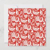 Red Scandinavian Folkart Pattern w Birds Kerstmis Kaart (Achterkant)
