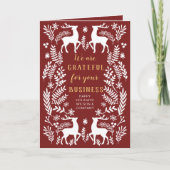 Red Scandinavian Nordic Winter Reindeer Business Feestdagen Kaart (Voorkant)