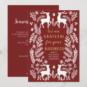 Red Scandinavian Nordic Winter Reindeer Business Feestdagenkaart (Voorkant / Achterkant)