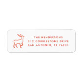 Red Scandinavian Reindeer Return Label (Voorkant)