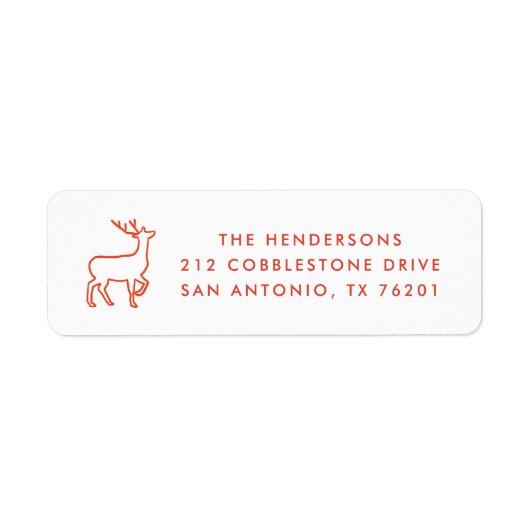 Red Scandinavian Reindeer Return Label (Voorkant)