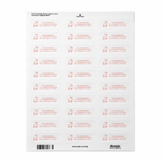 Red Scandinavian Reindeer Return Label (Full Sheet)