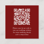 Red Scannable QR Code Wedding Enclosure Card Informatiekaartje (Achterkant)