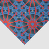 Red Scarlet en Blue Indigo Ethnic Boho Pattern Tissuepapier (Detail)