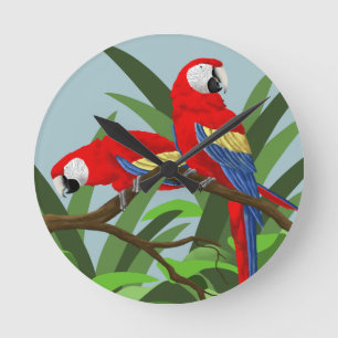 Red Scarlet Macaw Parrot Ronde Klok
