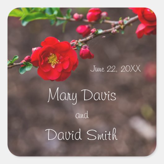 Red Scarlet Wedding Vierkante Sticker (Voorkant)
