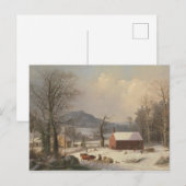 Red School House (country scene) 1858 Briefkaart (Voorkant / Achterkant)