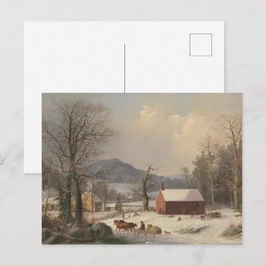 Red School House (country scene) 1858 Briefkaart (Voorkant / Achterkant)
