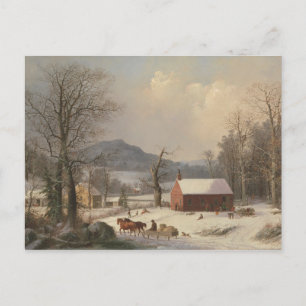 Red School House (country scene) 1858 Briefkaart