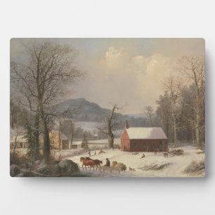 Red School House (country scene) 1858 Fotoplaat