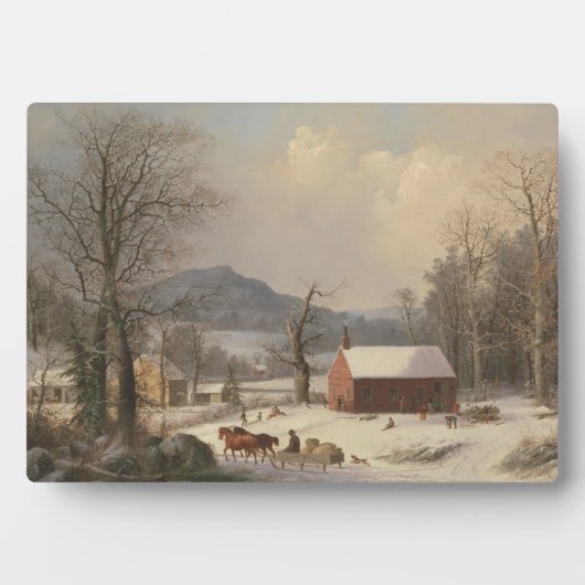 Red School House (country scene) 1858 Fotoplaat (voorkant)