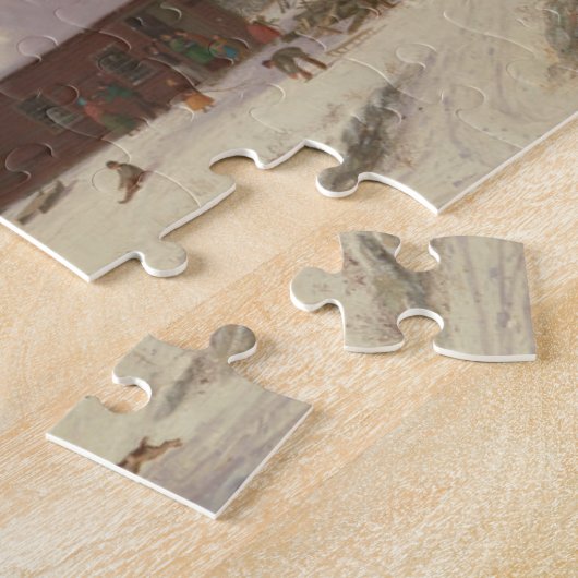 Red School House (country scene) 1858 Legpuzzel (Zijkant)