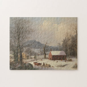 Red School House (country scene) 1858 Legpuzzel