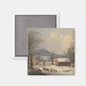 Red School House (country scene) 1858 Magneet (Voorkant / Achterkant)
