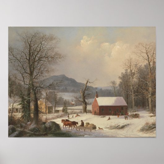 Red School House (country scene) 1858 Poster (Voorkant)