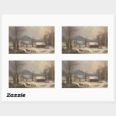 Red School House (country scene) 1858 Rechthoekige Sticker (Vel)