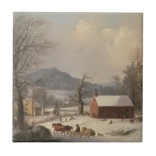 Red School House (country scene) 1858 Tegeltje