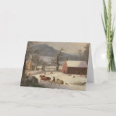 Red School House (Country Scene): Blank Christmas Kaart (Voorkant)
