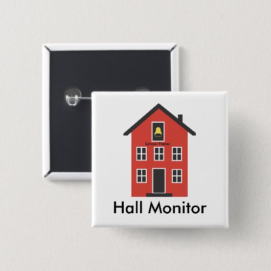 Red Schoolhouse Hall Monitor Button (Voorkant /achterkant)