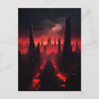 Red SciFi City Briefkaart