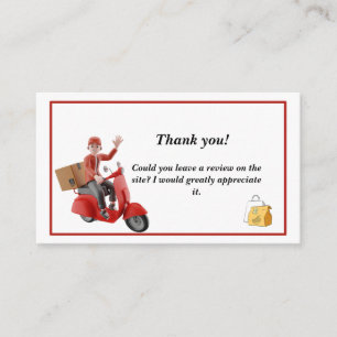 Red Scooter Delivery Driver Dank u Visitekaartje