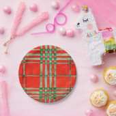 RED SCOTT TARTAN 7-inch Bord Ronde papier (Feest)