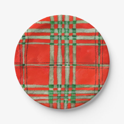 RED SCOTT TARTAN 7-inch Bord Ronde papier (Voorkant)