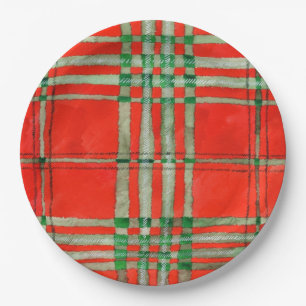 RED SCOTT TARTAN 9-inch Ronde Papieren Borden Bordje